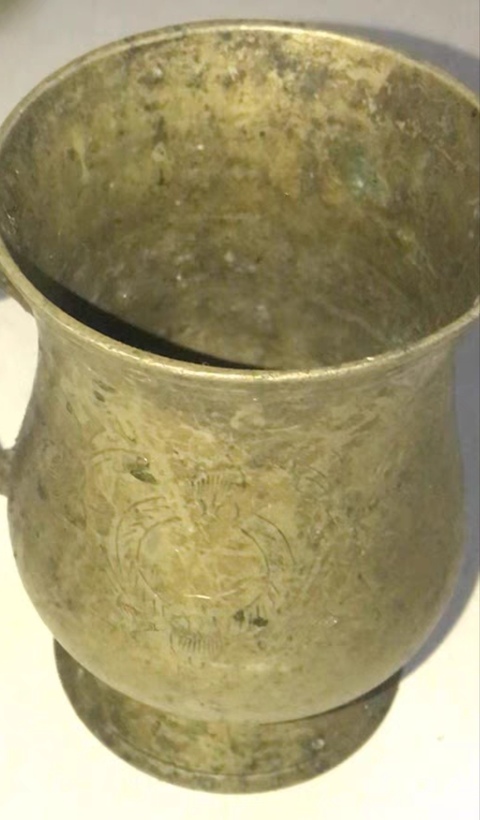 古玩雜項精美清晚期銅杯子拍賣，當前價格388元