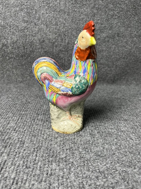 古玩陶瓷粉彩大雞圖瓷塑真品鑒賞圖