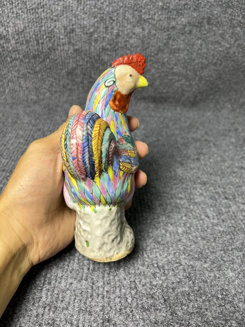 古玩陶瓷粉彩大雞圖瓷塑真品鑒賞圖