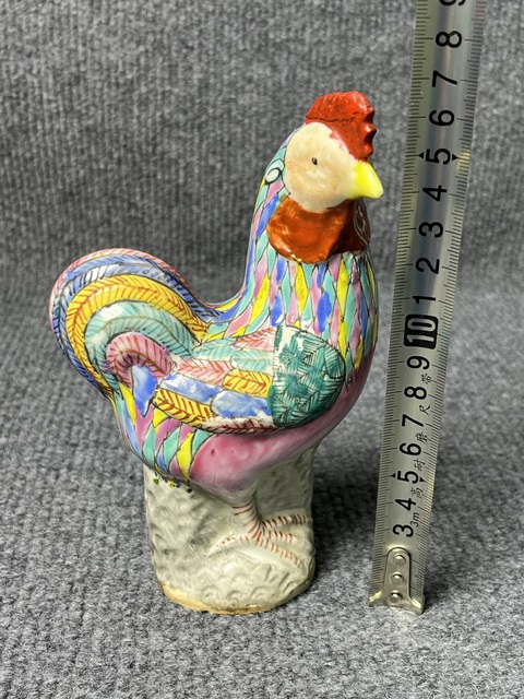 古玩陶瓷粉彩大雞圖瓷塑真品鑒賞圖
