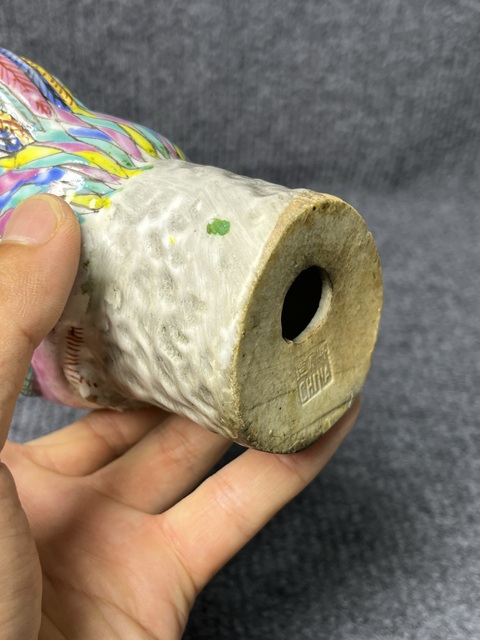 古玩陶瓷粉彩大雞圖瓷塑真品鑒賞圖