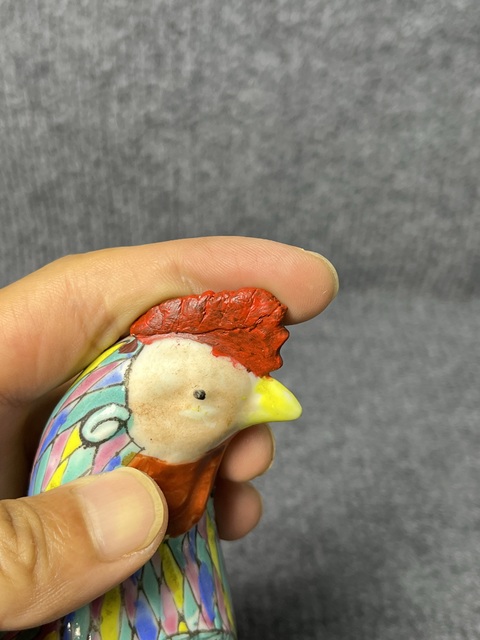 古玩陶瓷粉彩大雞圖瓷塑真品鑒賞圖