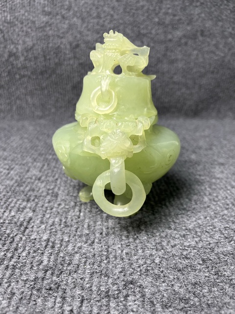 古玩玉器岫玉三足香爐拍賣，當前價格388元