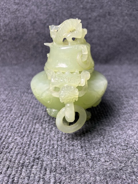 古玩玉器岫玉三足香爐拍賣，當前價格388元