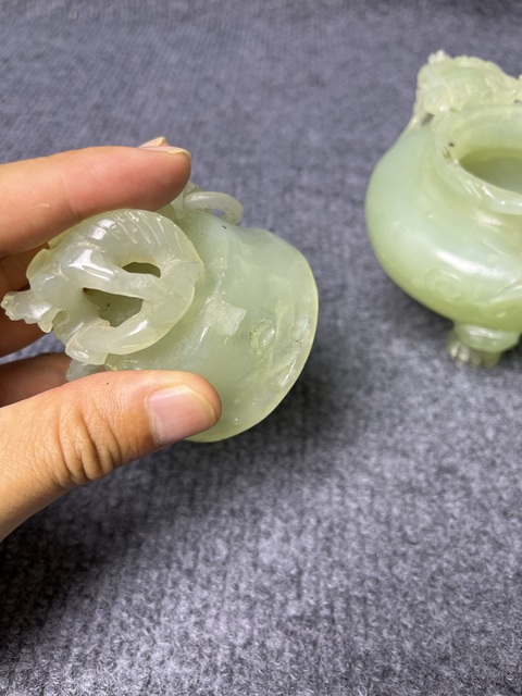 古玩玉器岫玉三足香爐拍賣，當前價格388元