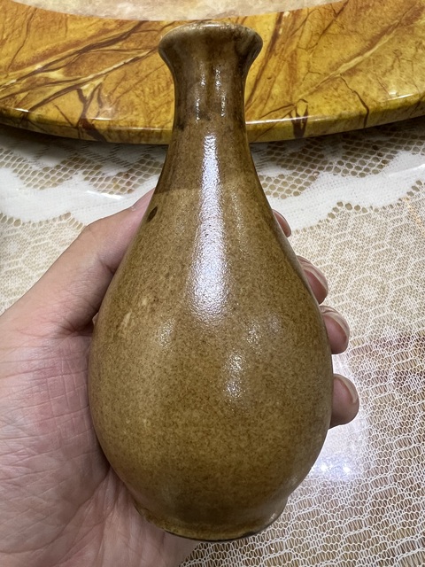 古玩陶瓷褐釉玉壺春瓶真品鑒賞圖