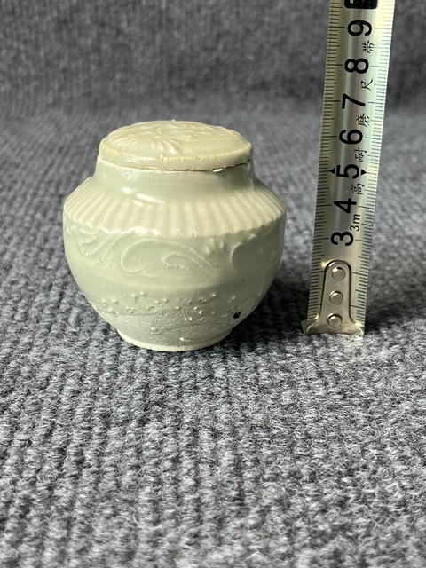 古玩陶瓷青白釉刻劃花卉紋蓋罐拍賣,當前價格666元