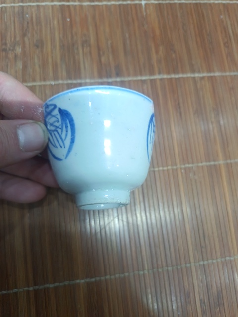 古玩陶瓷梵字紋青花盤標本真品鑒賞圖