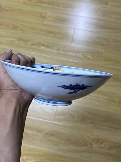 古玩陶瓷明末清初·青花花卉紋斗笠碗 真品鑒賞圖