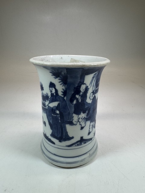 古玩陶瓷青花人物故事紋筆筒真品鑒賞圖