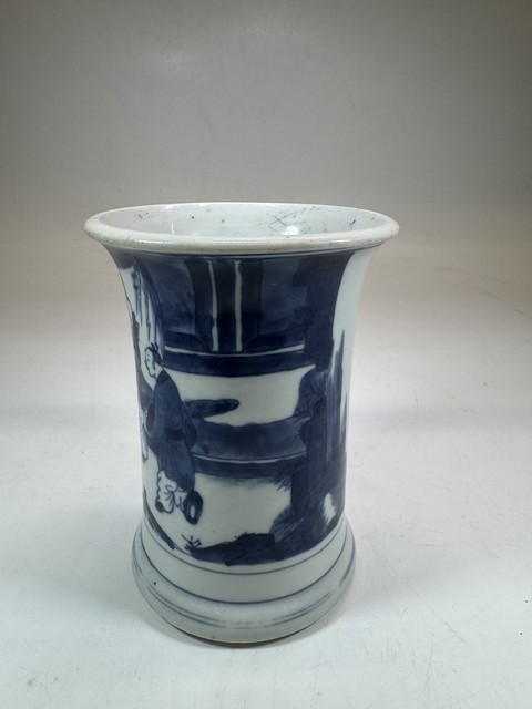 古玩陶瓷青花人物故事紋筆筒真品鑒賞圖
