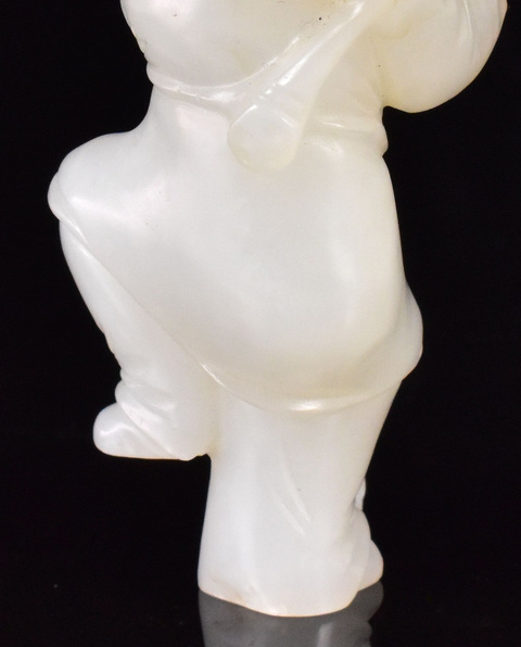 古玩玉器和田玉雕持蓮童子真品鑒賞圖