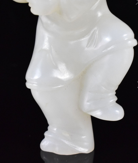 古玩玉器和田玉雕持蓮童子真品鑒賞圖