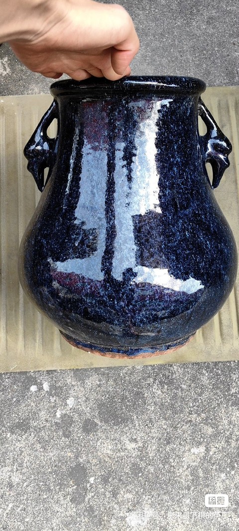 古玩陶瓷宜鈞釉尊真品鑒賞圖