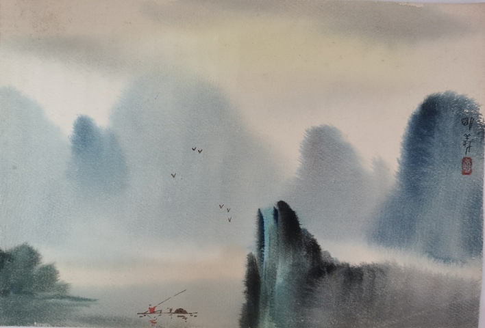古玩字畫中美協會員發現周莊第一人著名畫家楊明義山水拍賣，當前價格4000元