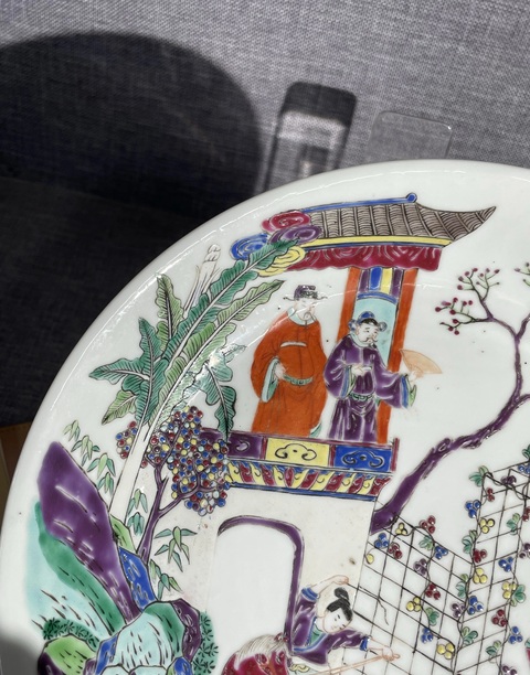 古玩陶瓷民國粉彩人物故事盤真品鑒賞圖