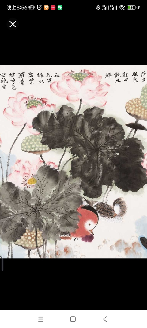 古玩字畫賈廣健款寫意荷花真品鑒賞圖