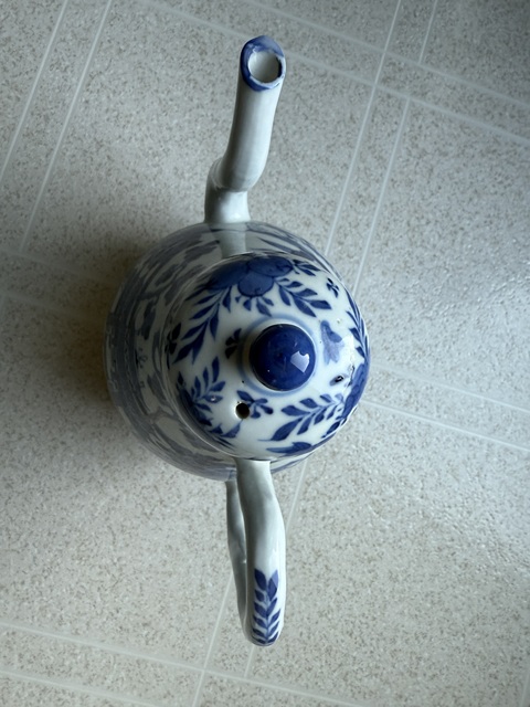 古玩陶瓷樓臺亭閣青花執壺真品鑒賞圖