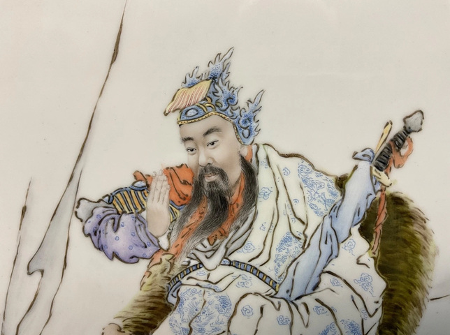 古玩陶瓷民國 新粉彩人物紋瓷板真品鑒賞圖