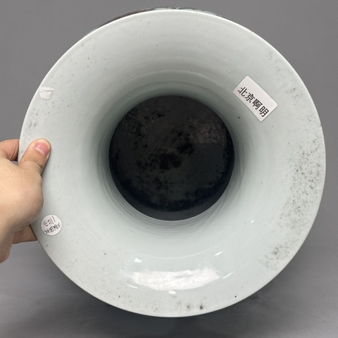 古玩陶瓷粉彩花卉紋雙耳大口尊真品鑒賞圖