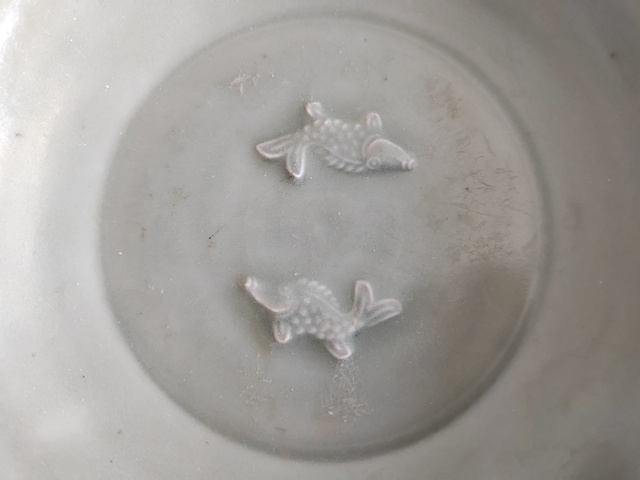 古玩陶瓷龍泉青瓷雙魚洗真品鑒賞圖