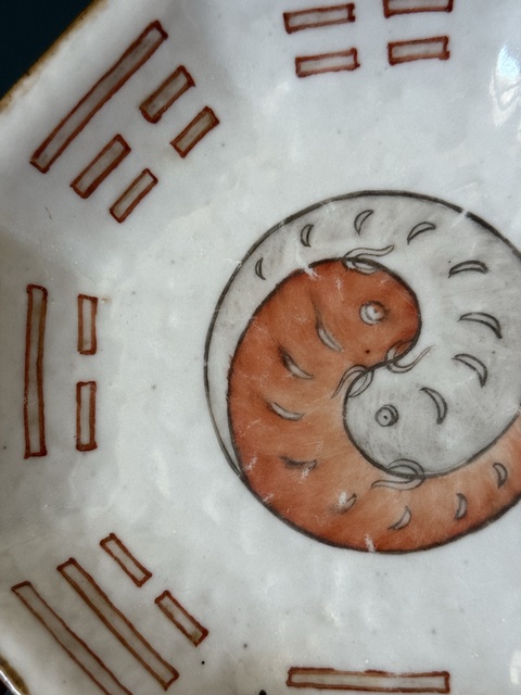 古玩陶瓷清晚期·粉彩太極八卦圖貢盤拍賣，當前價格1800元