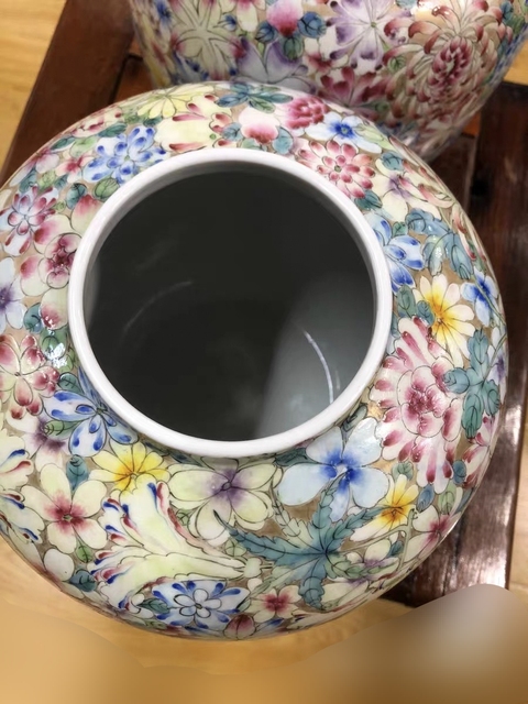 古玩陶瓷粉彩百花不落地蓋罐真品鑒賞圖