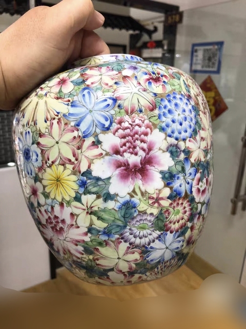 古玩陶瓷粉彩百花不落地蓋罐真品鑒賞圖