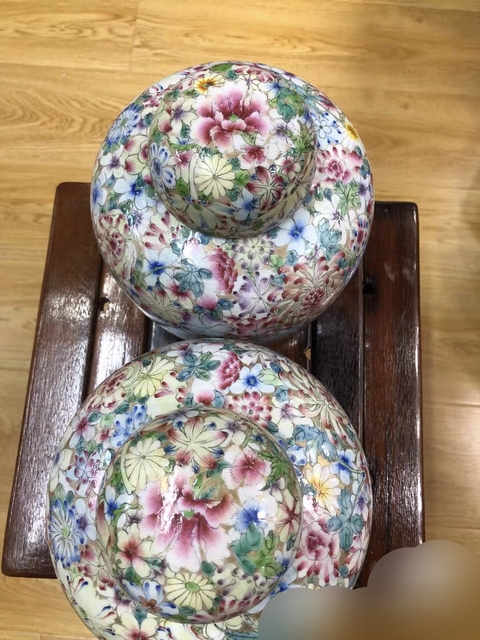 古玩陶瓷粉彩百花不落地蓋罐真品鑒賞圖