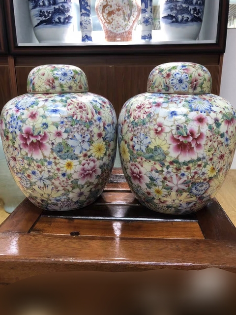 古玩陶瓷粉彩百花不落地蓋罐真品鑒賞圖