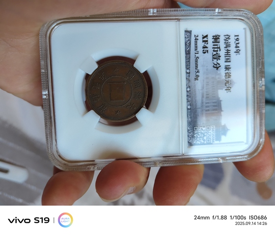 古玩錢幣偽滿康德元年一分銅幣真品鑒賞圖