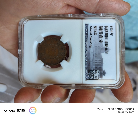 古玩錢幣偽滿康德元年一分銅幣真品鑒賞圖