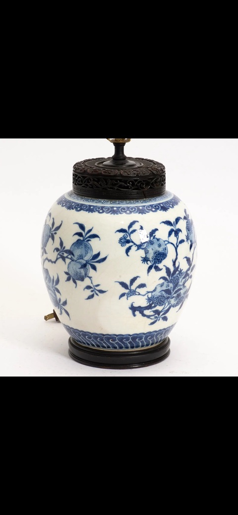 古玩陶瓷福壽三多紋青花罐真品鑒賞圖