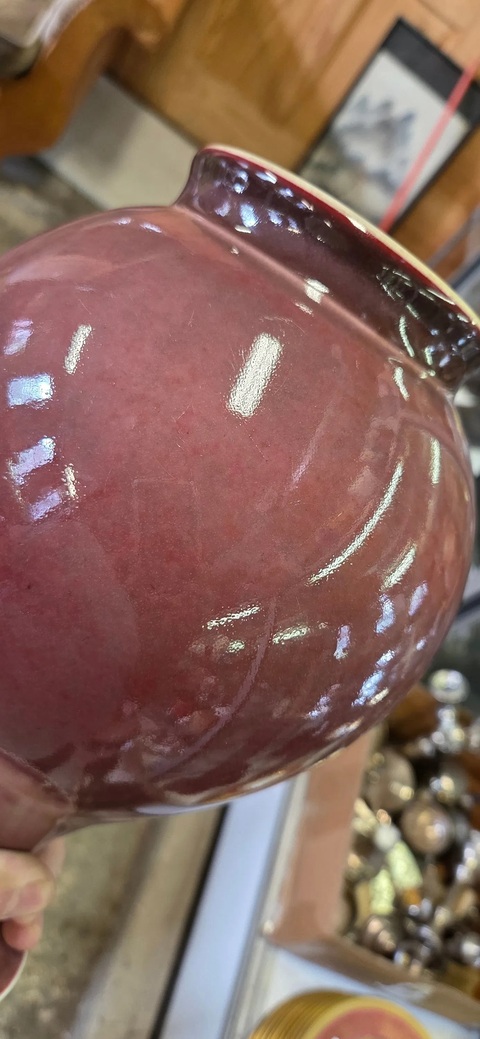 古玩陶瓷紅釉玉壺春瓶真品鑒賞圖