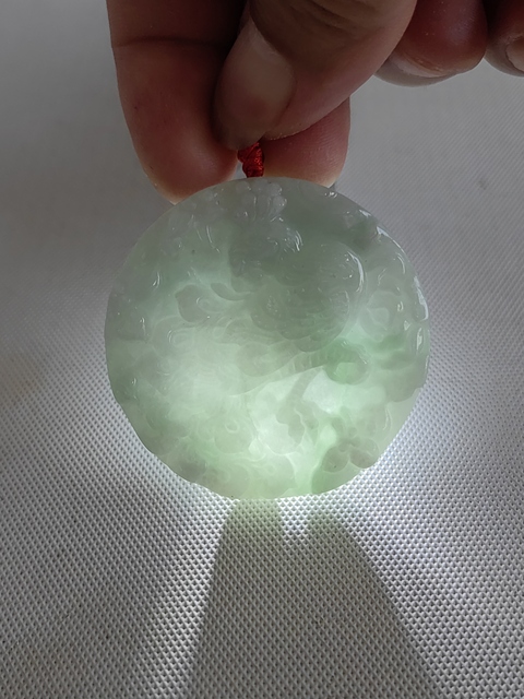 古玩玉器天然翡翠“龍鳳牌”拍賣，當前價格220元