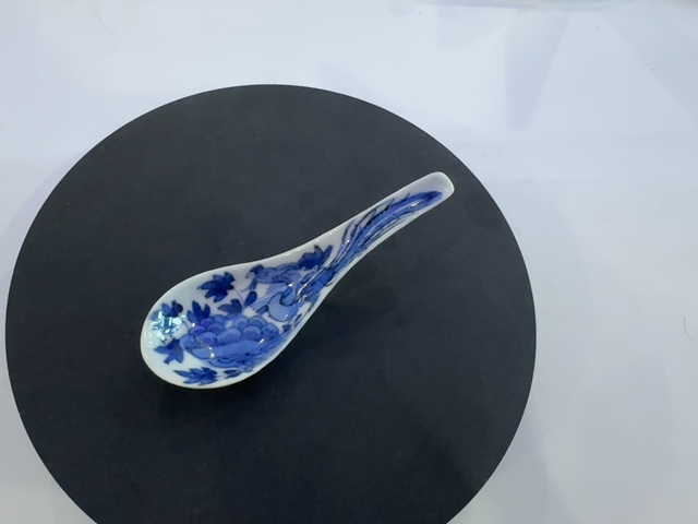 古玩陶瓷鳳紋青花湯勺真品鑒賞圖