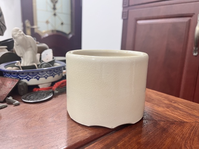古玩陶瓷白釉筒式香爐真品鑒賞圖