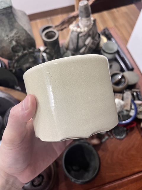 古玩陶瓷白釉筒式香爐真品鑒賞圖