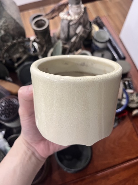 古玩陶瓷白釉筒式香爐真品鑒賞圖