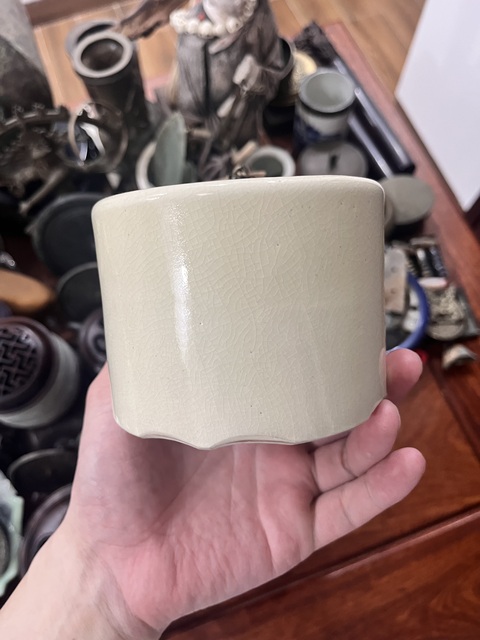 古玩陶瓷白釉筒式香爐真品鑒賞圖