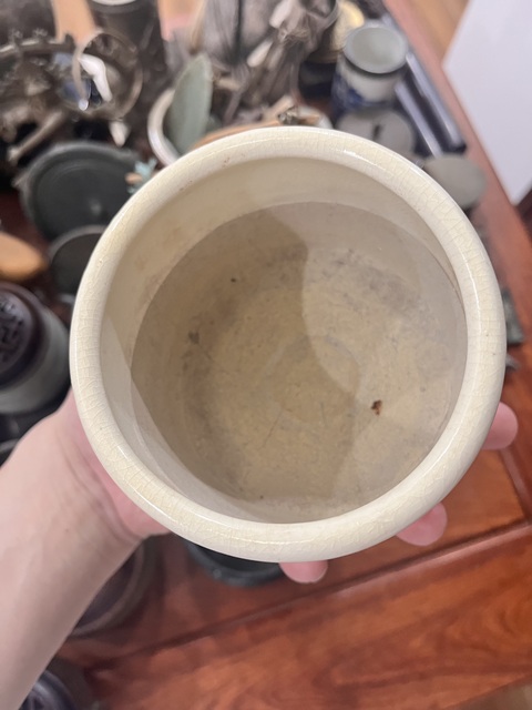 古玩陶瓷白釉筒式香爐真品鑒賞圖
