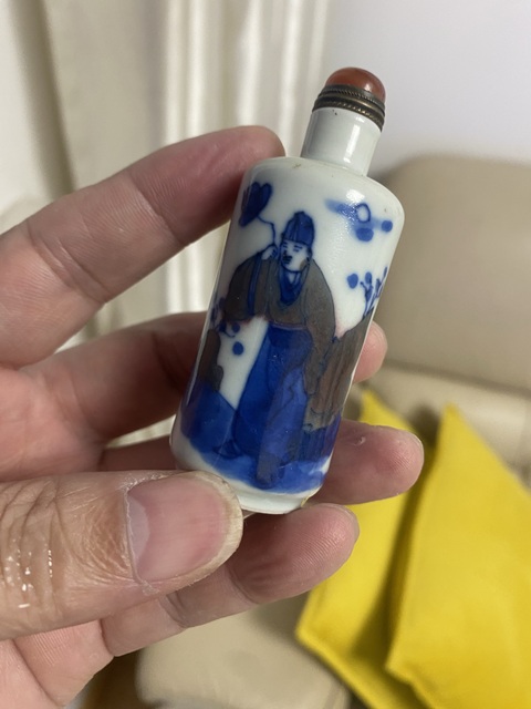 古玩陶瓷晚清青花釉里紅鼻煙壺真品鑒賞圖