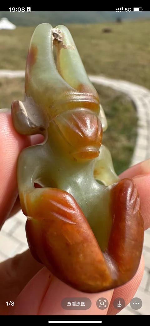 古玩玉器做舊仿“紅山文化”玉神人真品鑒賞圖