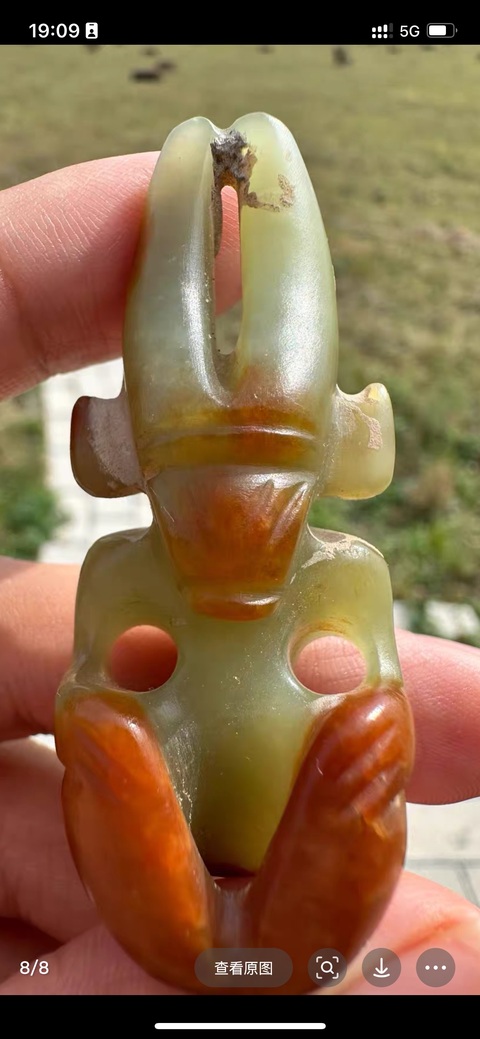 古玩玉器做舊仿“紅山文化”玉神人真品鑒賞圖