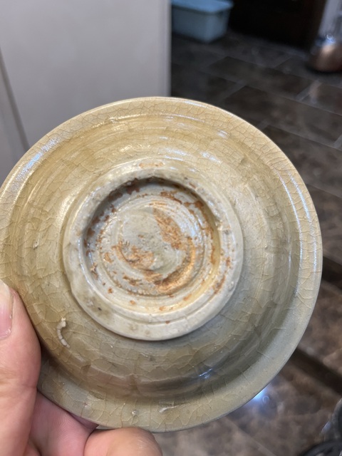 古玩陶瓷龍泉窯青釉折沿洗真品鑒賞圖