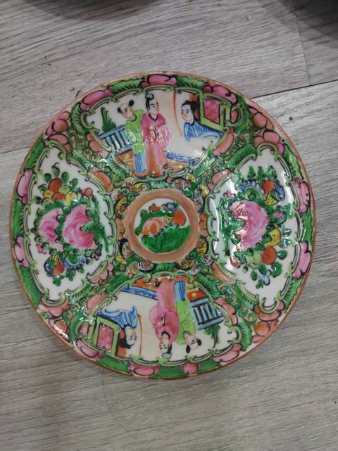 古玩陶瓷廣彩杯蝶一套拍賣，當前價格588元