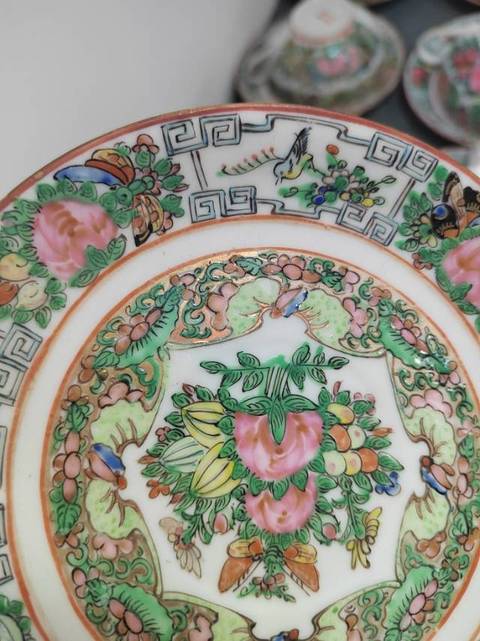 古玩陶瓷廣彩杯蝶一套拍賣，當(dāng)前價(jià)格588元