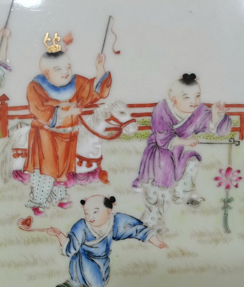 古玩陶瓷粉彩瓷板真品鑒賞圖