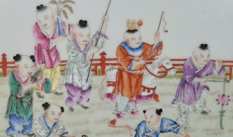 古玩陶瓷粉彩瓷板真品鑒賞圖