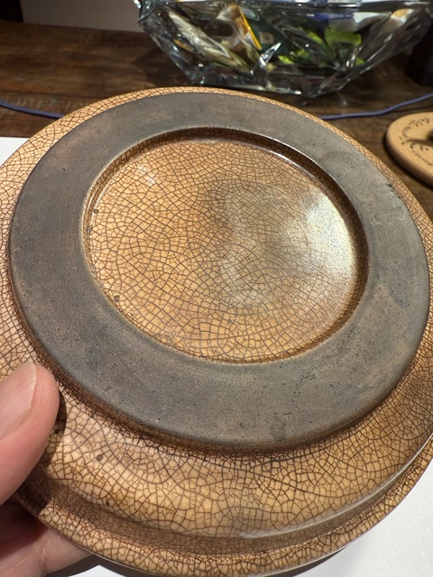 古玩陶瓷哥釉開片折沿盤真品鑒賞圖